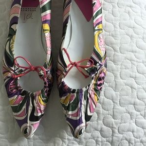 Emilio Pucci silk pleated Satin Flats